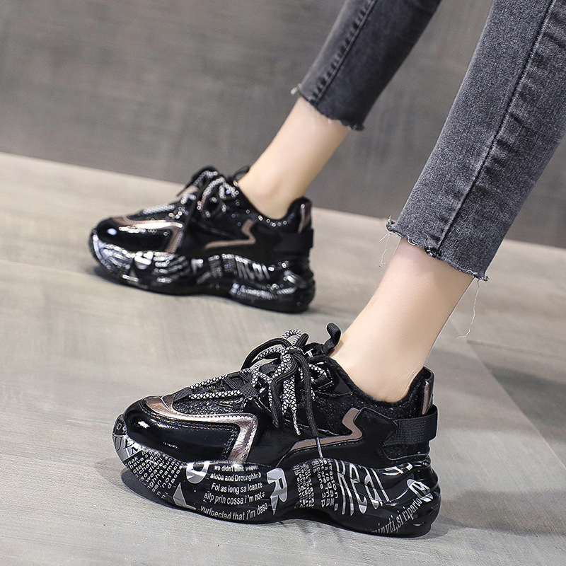 Pantofi dama cu talpă groasă, iarnă și toamnă, talpă EVA, vârf rotund