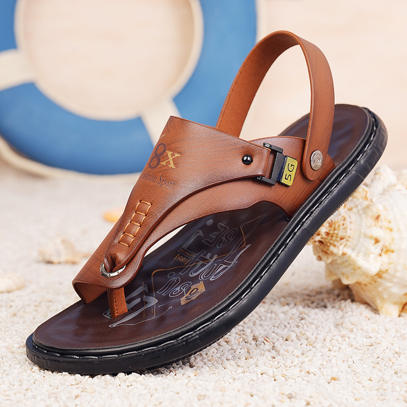 Muške japanke za plažu – stylish, otvoreni prsti; Gornji materijal: koža od mikrovlakana; Peta: poliuretan; Konstrukcija potplata: injekcijsko kalupljenje; Spol: Muškarac