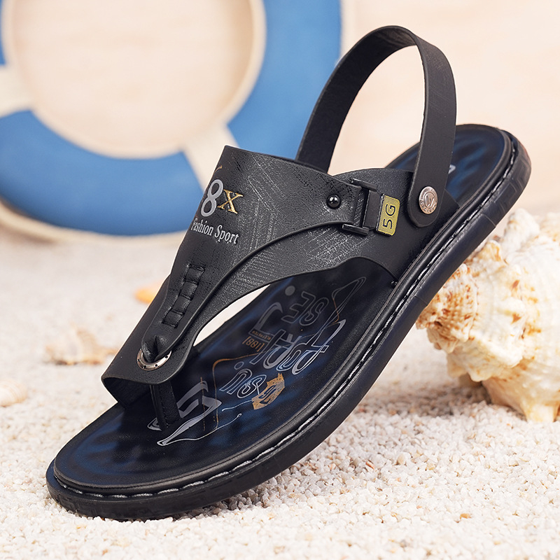 Muške japanke za plažu – stylish, otvoreni prsti; Gornji materijal: koža od mikrovlakana; Peta: poliuretan; Konstrukcija potplata: injekcijsko kalupljenje; Spol: Muškarac