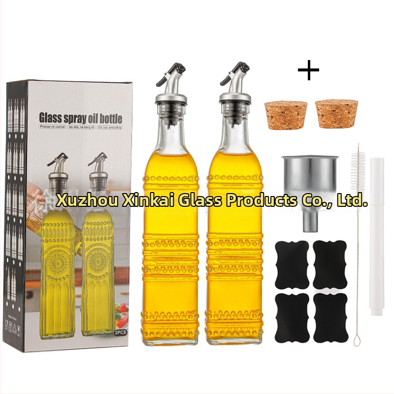 Staklena boca za ulje s raspršivačem, četvrtastog oblika, modernog dizajna, premium kvalitete