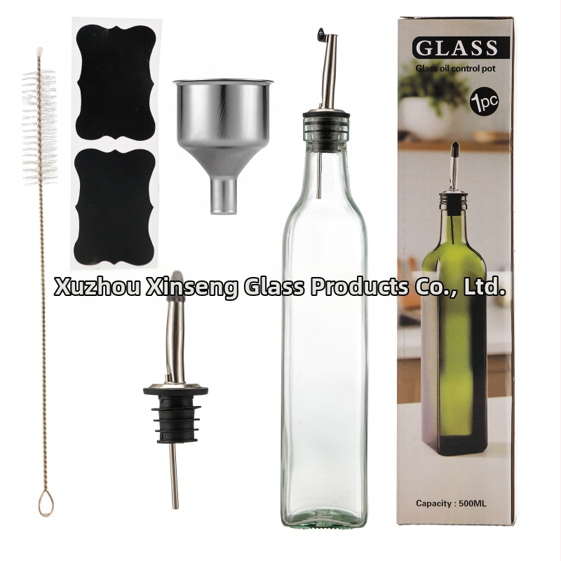 Staklena boca za ulje s raspršivačem, četvrtastog oblika, modernog dizajna, premium kvalitete