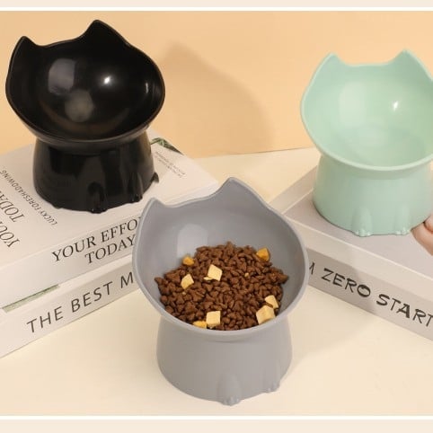 Υψωμένο πλαστικό μπολ για κατοικίδια, κεκλιμένο χείλος, αντιδιαρροϊκό σχέδιο, κατάλληλο για γάτες και σκύλους