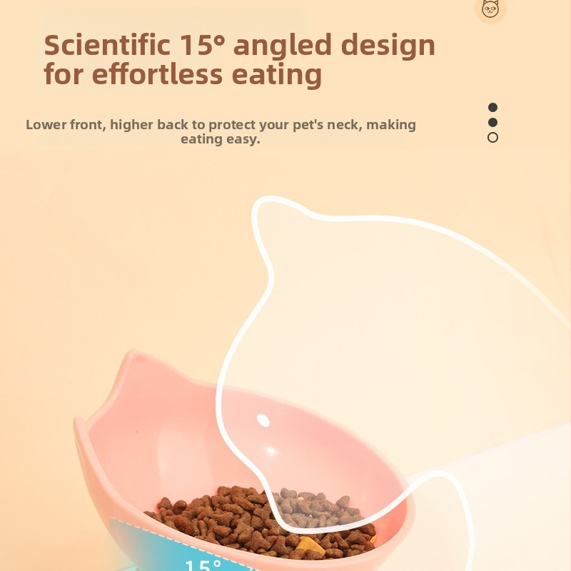 Υψωμένο πλαστικό μπολ για κατοικίδια, κεκλιμένο χείλος, αντιδιαρροϊκό σχέδιο, κατάλληλο για γάτες και σκύλους