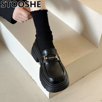 Ženske Mary Jane cipele s debelim potplatom, okruglim vrhom, gornji dio od mikrovlaknastog kože, slip-on, korejski stil