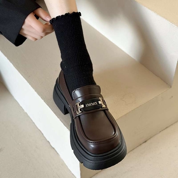 Ženske Mary Jane cipele s debelim potplatom, okruglim vrhom, gornji dio od mikrovlaknastog kože, slip-on, korejski stil