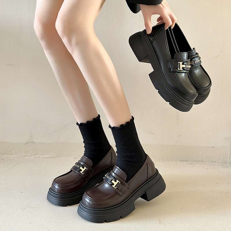 Ženske Mary Jane cipele s debelim potplatom, okruglim vrhom, gornji dio od mikrovlaknastog kože, slip-on, korejski stil