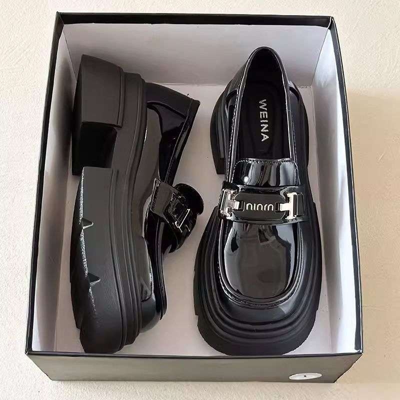 Ženske Mary Jane cipele s debelim potplatom, okruglim vrhom, gornji dio od mikrovlaknastog kože, slip-on, korejski stil