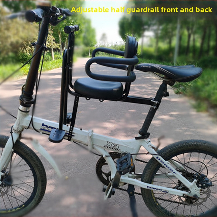 Detské predné sedadlo na bicykel, univerzálna kompatibilita s horskými a skladacími bicyklami; kovový rám, model 089, značka Aijiamei