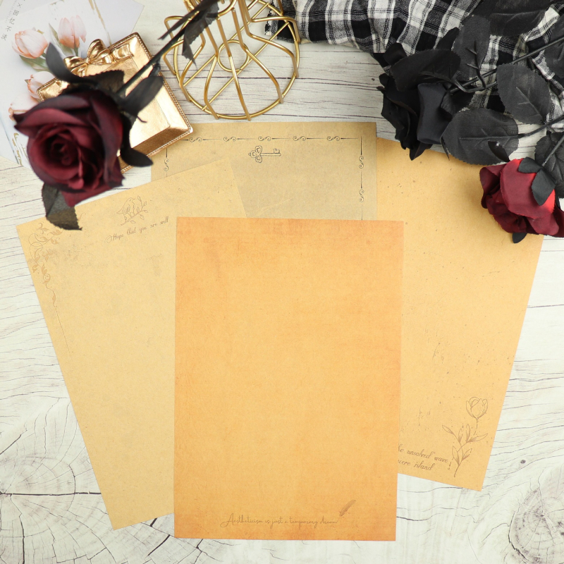 Европейски стил ретро комплект за писане с листове без линии и пликове, модел 010, стил: плик, подходящ като подарък за домакинство на съученик през Коледа