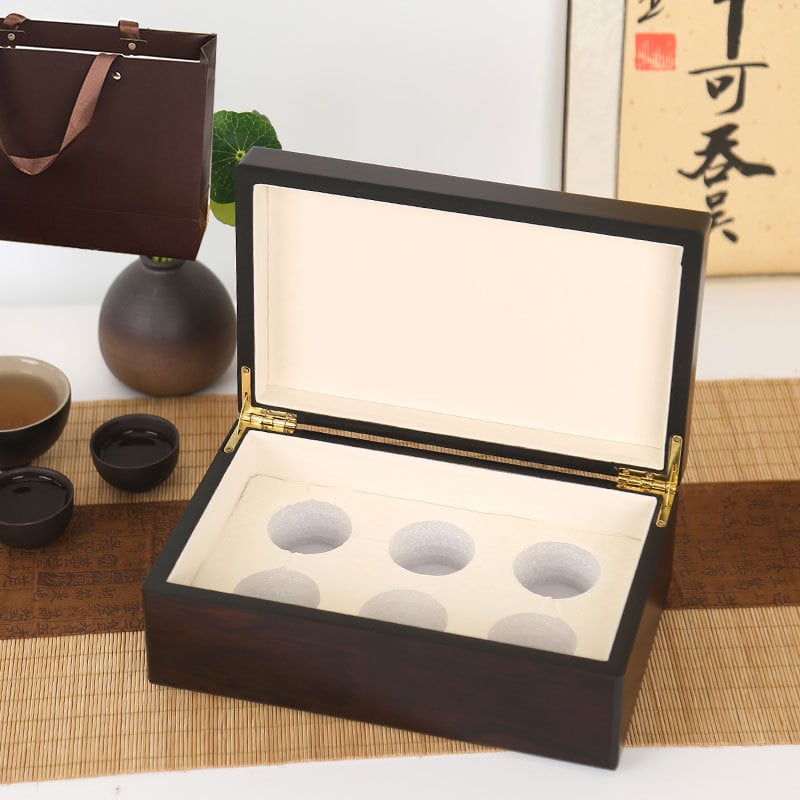 Kutija za čaj od prirodnog drveta, Ebony box tea serija, graviranje, pozlaćivanje, sitotisak, EVA ulošak