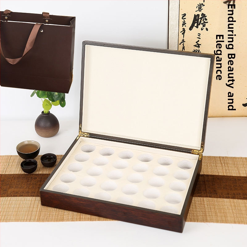 Kutija za čaj od prirodnog drveta, Ebony box tea serija, graviranje, pozlaćivanje, sitotisak, EVA ulošak