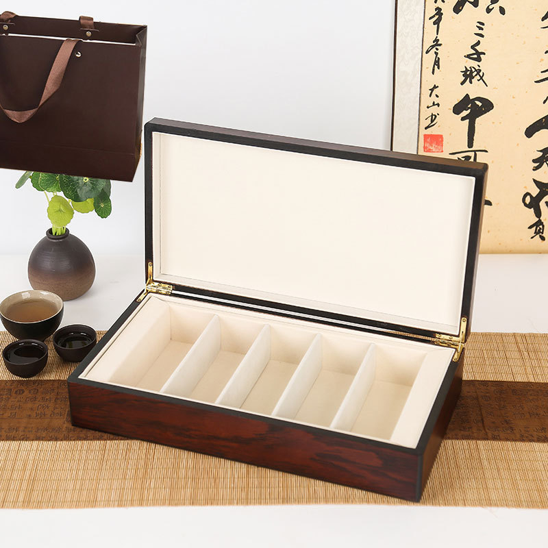 Kutija za čaj od prirodnog drveta, Ebony box tea serija, graviranje, pozlaćivanje, sitotisak, EVA ulošak