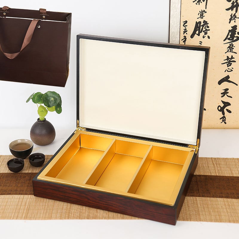 Kutija za čaj od prirodnog drveta, Ebony box tea serija, graviranje, pozlaćivanje, sitotisak, EVA ulošak