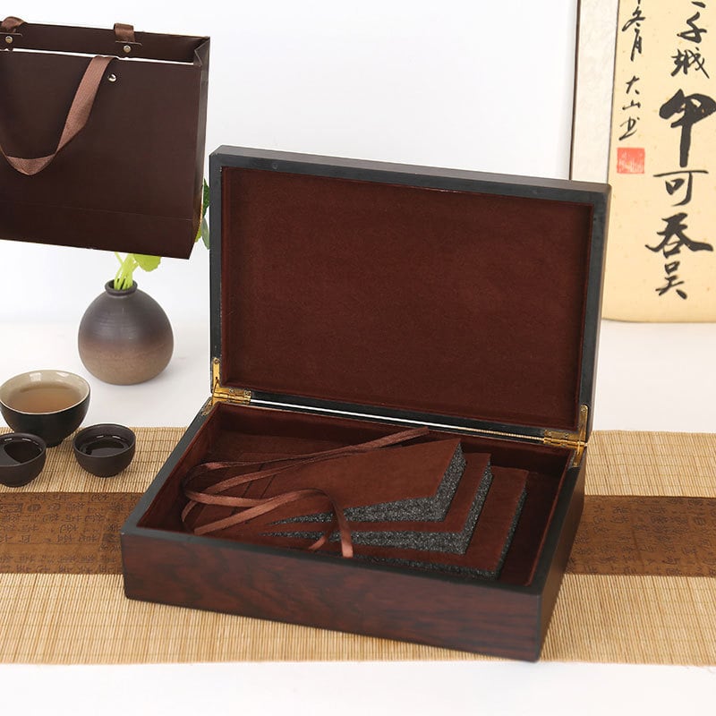 Kutija za čaj od prirodnog drveta, Ebony box tea serija, graviranje, pozlaćivanje, sitotisak, EVA ulošak