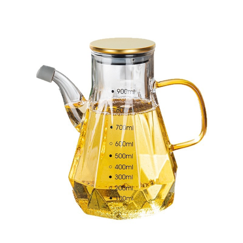 Staklena boca za ulje s izljevom u obliku orlovog kljuna, bez kapanja, mjerna skala, moderni minimalistički stil