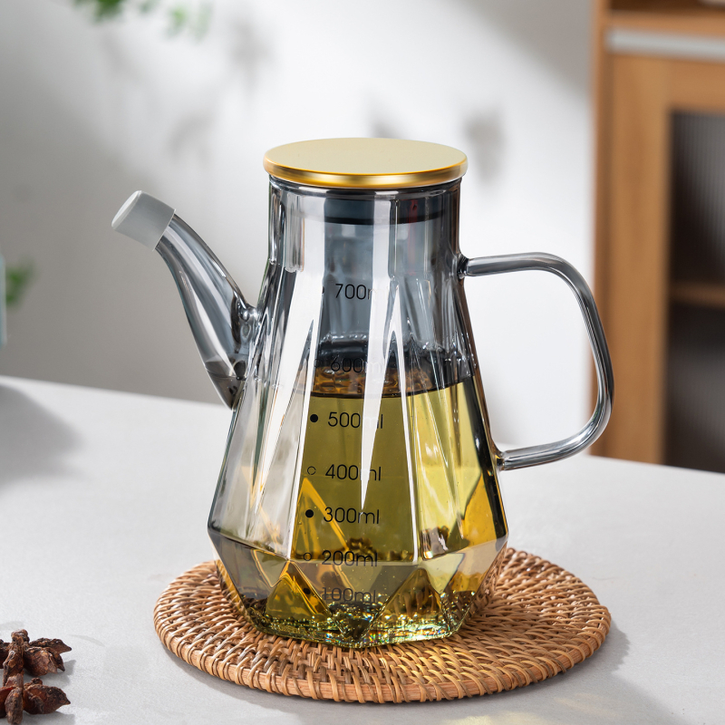 Staklena boca za ulje s izljevom u obliku orlovog kljuna, bez kapanja, mjerna skala, moderni minimalistički stil