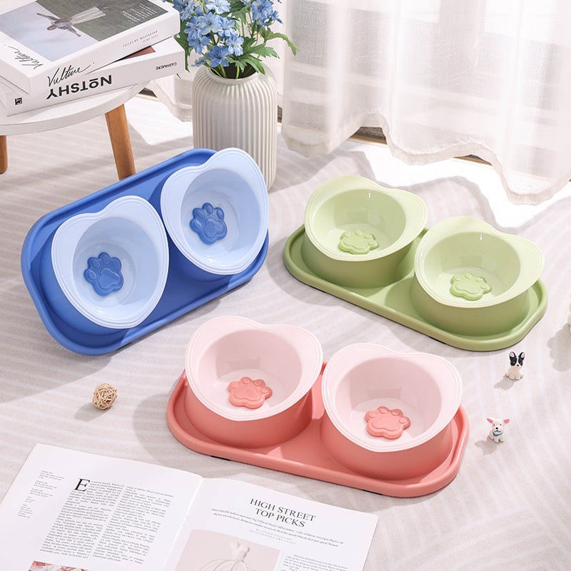 Διπλό μπολ για γάτες με κλίση 15°, κατά των μυρμηγκιών, αντιολισθητικό, αντιδιαρροϊκό, Υλικό PP