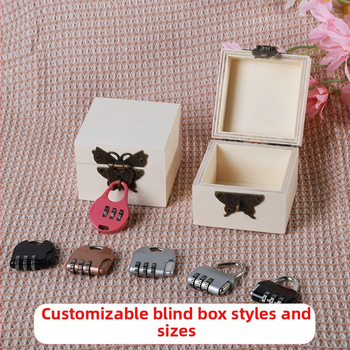 Drvena kutija s bravom i graviranjem, Model 001, Prirodno drvo, Unutarnja tkanina, Print loga dostupan