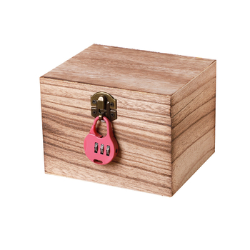 Drvena kutija s bravom i graviranjem, Model 001, Prirodno drvo, Unutarnja tkanina, Print loga dostupan