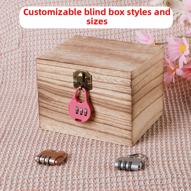 Drvena kutija s bravom i graviranjem, Model 001, Prirodno drvo, Unutarnja tkanina, Print loga dostupan