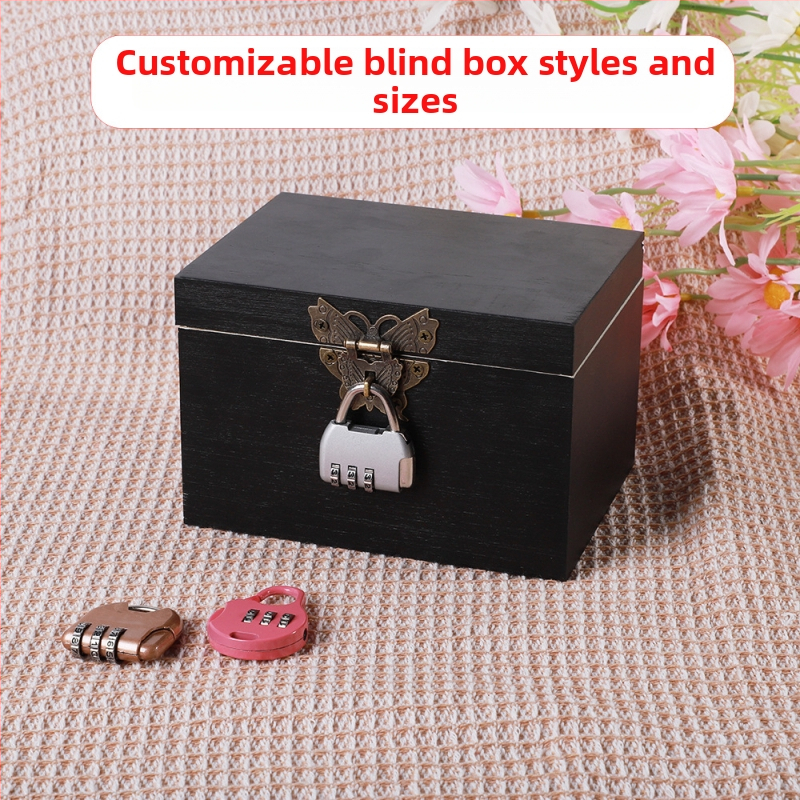 Drvena kutija s bravom i graviranjem, Model 001, Prirodno drvo, Unutarnja tkanina, Print loga dostupan