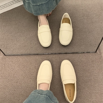 Ploške cipele Slip-On, gornji dio od umjetnog pliša, gumena podstava, niski potpetica, korejski stil (Kritične specifikacije: Slip-On; umjetni pliš; gumena podstava; niski potpetica; korejski stil)