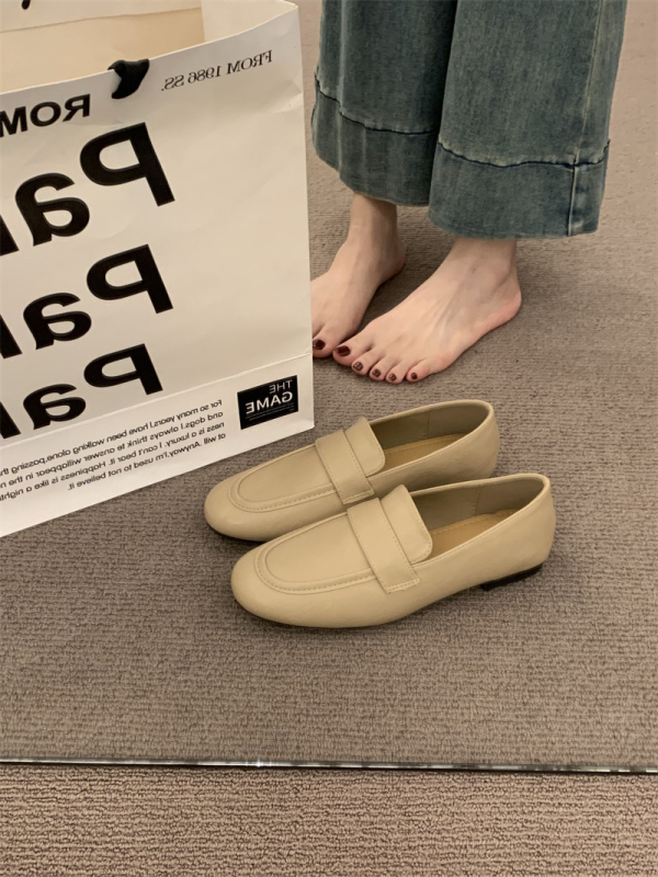 Ploške cipele Slip-On, gornji dio od umjetnog pliša, gumena podstava, niski potpetica, korejski stil (Kritične specifikacije: Slip-On; umjetni pliš; gumena podstava; niski potpetica; korejski stil)