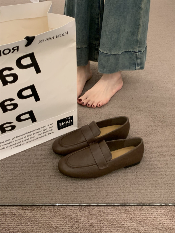 Ploške cipele Slip-On, gornji dio od umjetnog pliša, gumena podstava, niski potpetica, korejski stil (Kritične specifikacije: Slip-On; umjetni pliš; gumena podstava; niski potpetica; korejski stil)