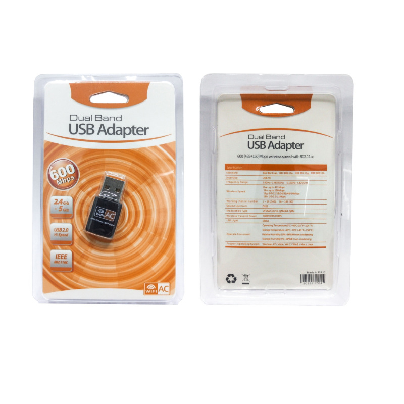 Card USB de rețea wireless dual-band, 600 Mbps, interfață USB, IEEE 802.11b/g/n