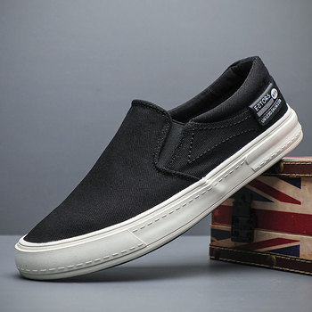 Muške platnene loafer slip-on, korejskog stila, prozračni platneni gornji dio, gumena potplat, niski kroj