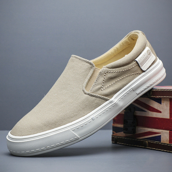 Muške platnene loafer slip-on, korejskog stila, prozračni platneni gornji dio, gumena potplat, niski kroj