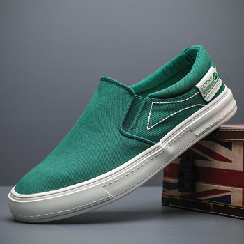 Muške platnene loafer slip-on, korejskog stila, prozračni platneni gornji dio, gumena potplat, niski kroj