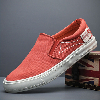 Muške platnene loafer slip-on, korejskog stila, prozračni platneni gornji dio, gumena potplat, niski kroj