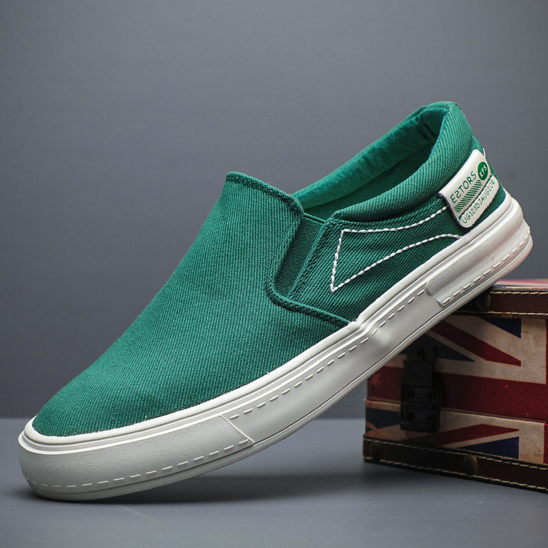Muške platnene loafer slip-on, korejskog stila, prozračni platneni gornji dio, gumena potplat, niski kroj