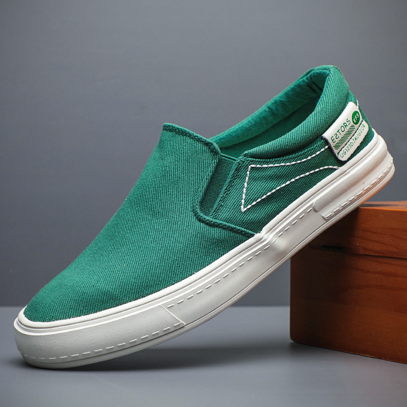 Muške platnene loafer slip-on, korejskog stila, prozračni platneni gornji dio, gumena potplat, niski kroj
