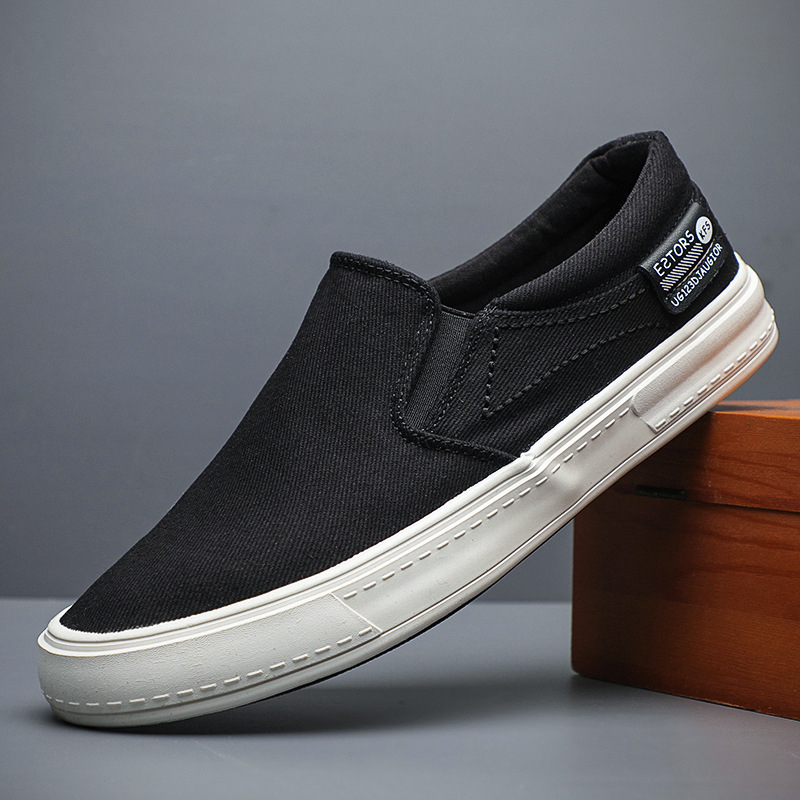 Muške platnene loafer slip-on, korejskog stila, prozračni platneni gornji dio, gumena potplat, niski kroj