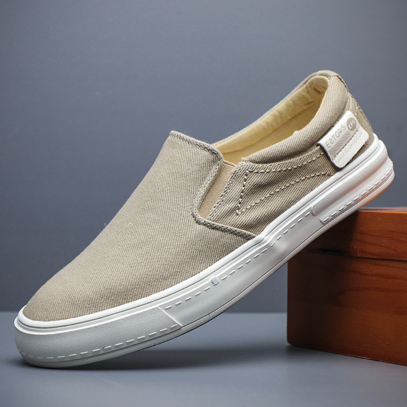Muške platnene loafer slip-on, korejskog stila, prozračni platneni gornji dio, gumena potplat, niski kroj