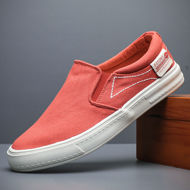 Muške platnene loafer slip-on, korejskog stila, prozračni platneni gornji dio, gumena potplat, niski kroj