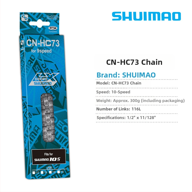 Reťaz na bicykel pre 8–12 rýchlostí; vysokouhlíková oceľ; krok 12,7; dĺžka 116L/126L