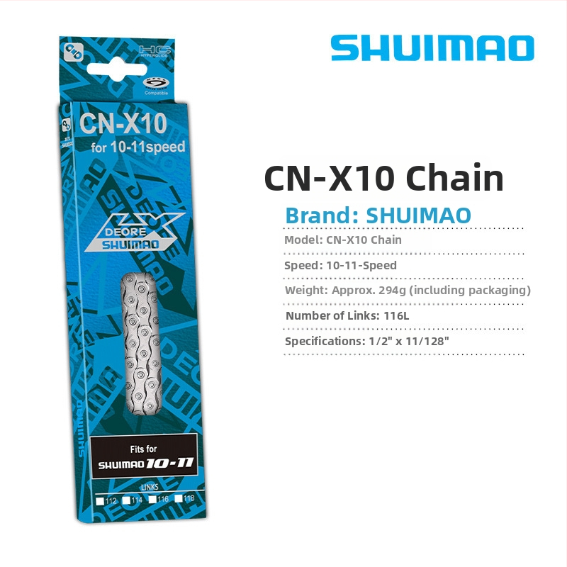 Reťaz na bicykel pre 8–12 rýchlostí; vysokouhlíková oceľ; krok 12,7; dĺžka 116L/126L