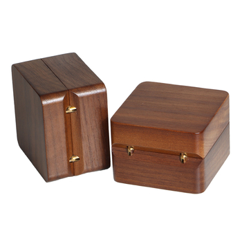 Kutija za prstenje od orašastog drveta — pakiranje nakita, transportno pakiranje, jedna plastična vrećica u vanjskom kartonu