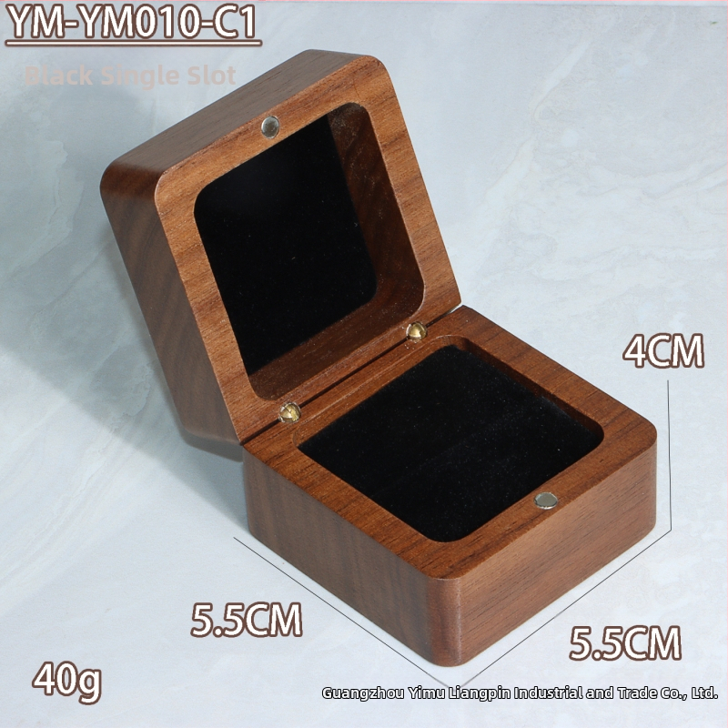 Kutija za prstenje od orašastog drveta — pakiranje nakita, transportno pakiranje, jedna plastična vrećica u vanjskom kartonu