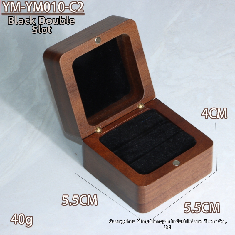 Kutija za prstenje od orašastog drveta — pakiranje nakita, transportno pakiranje, jedna plastična vrećica u vanjskom kartonu