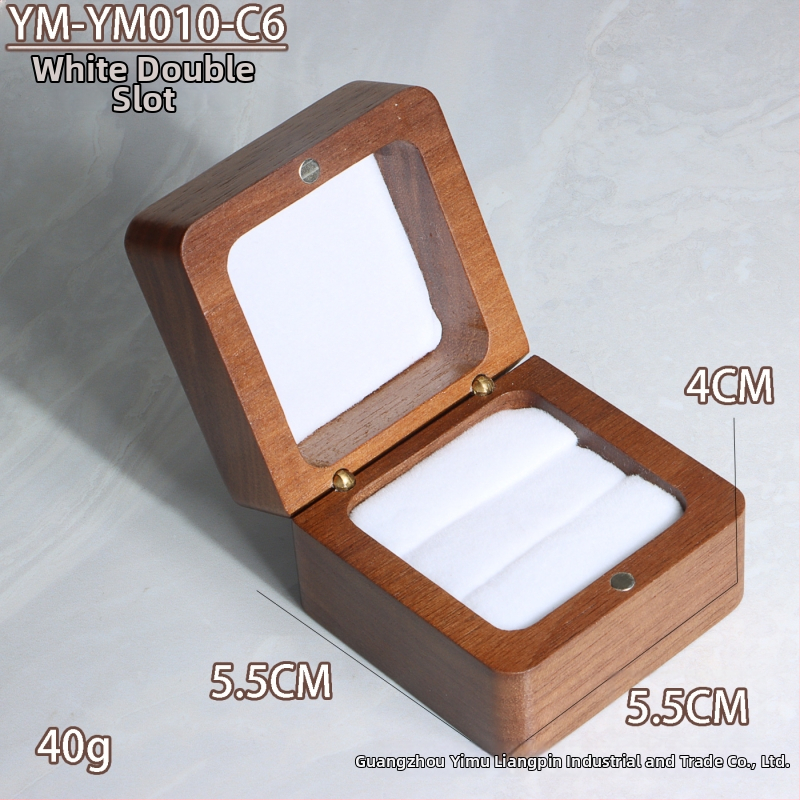 Kutija za prstenje od orašastog drveta — pakiranje nakita, transportno pakiranje, jedna plastična vrećica u vanjskom kartonu