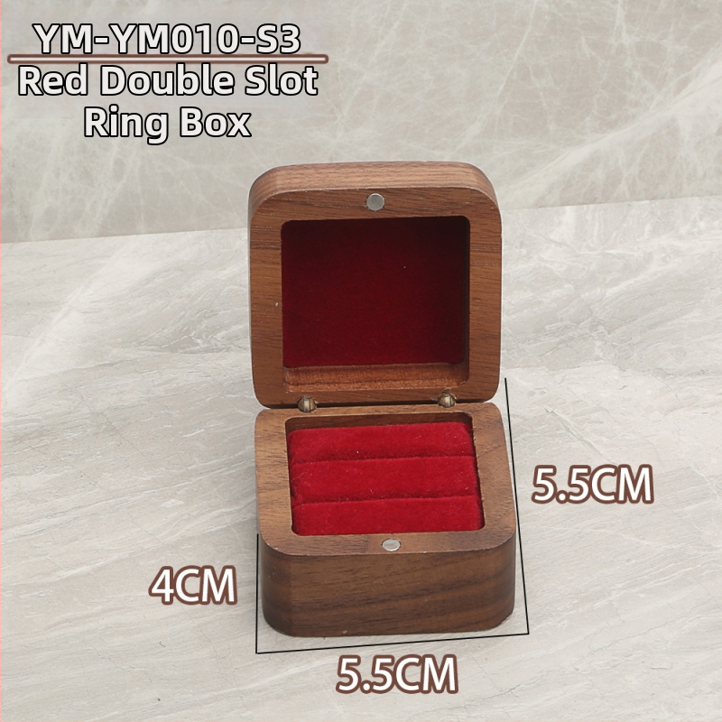 Kutija za prstenje od orašastog drveta — pakiranje nakita, transportno pakiranje, jedna plastična vrećica u vanjskom kartonu