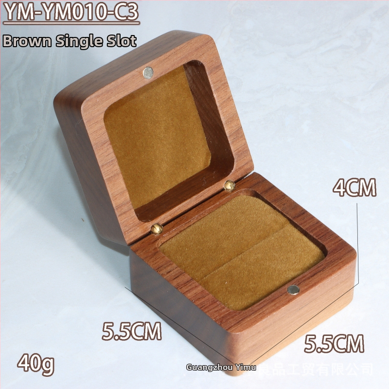 Kutija za prstenje od orašastog drveta — pakiranje nakita, transportno pakiranje, jedna plastična vrećica u vanjskom kartonu