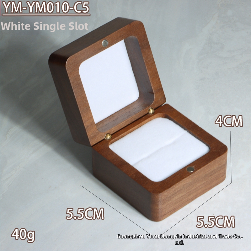 Kutija za prstenje od orašastog drveta — pakiranje nakita, transportno pakiranje, jedna plastična vrećica u vanjskom kartonu