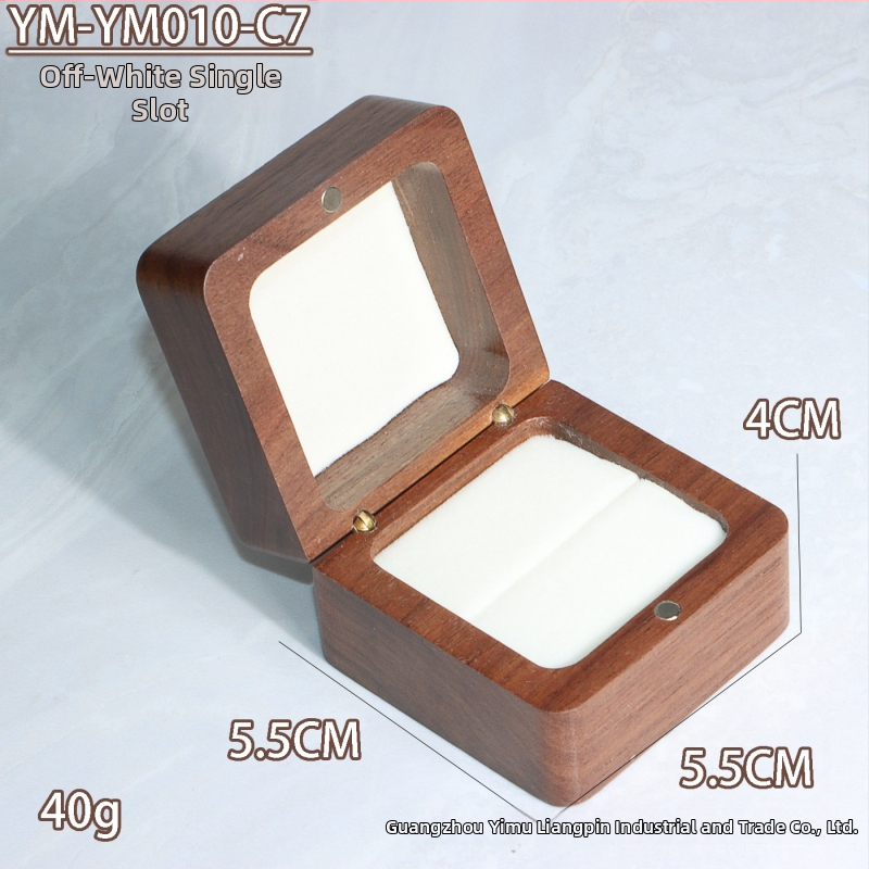 Kutija za prstenje od orašastog drveta — pakiranje nakita, transportno pakiranje, jedna plastična vrećica u vanjskom kartonu