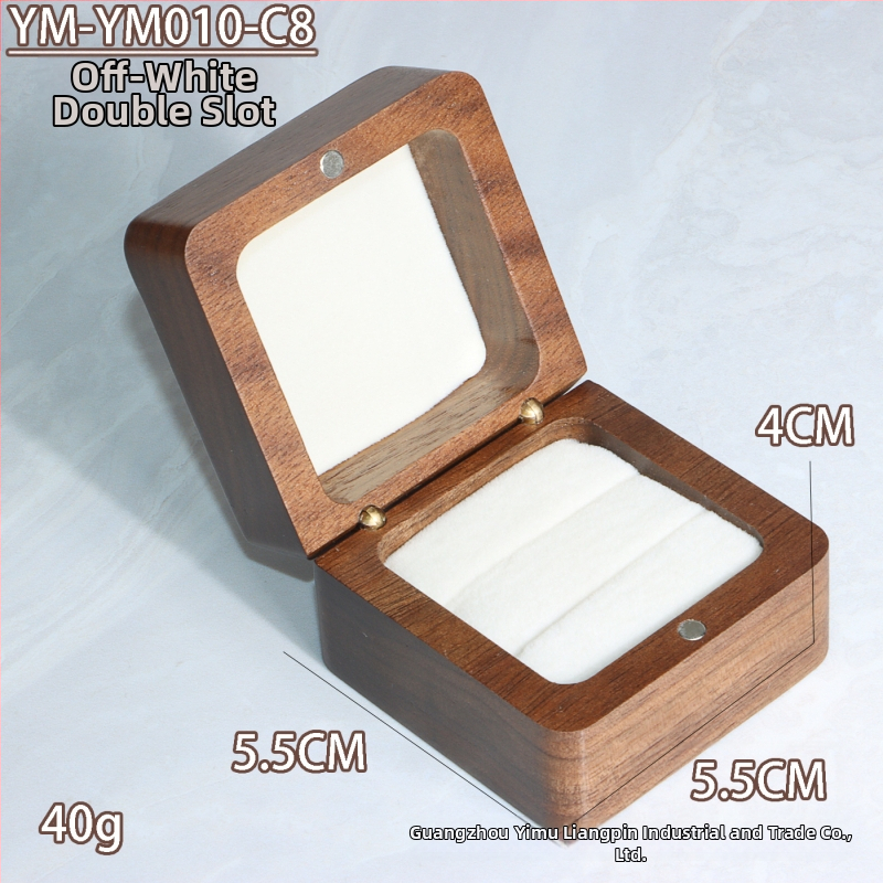 Kutija za prstenje od orašastog drveta — pakiranje nakita, transportno pakiranje, jedna plastična vrećica u vanjskom kartonu