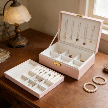 Nordijski stil kutija za nakit, zaključavanje, velik kapacitet, kvadratni oblik, kompozitni materijal